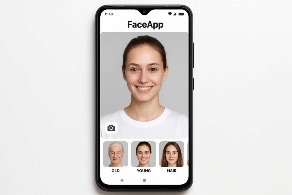 FaceApp - aplikasi edit wajah populer - efek tua muda rambut makeup senyum